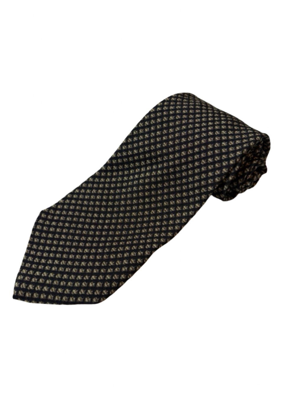 Vintage Giorgio Armani Cravatte Silk Tie Black Taupe Geometric Made Italy